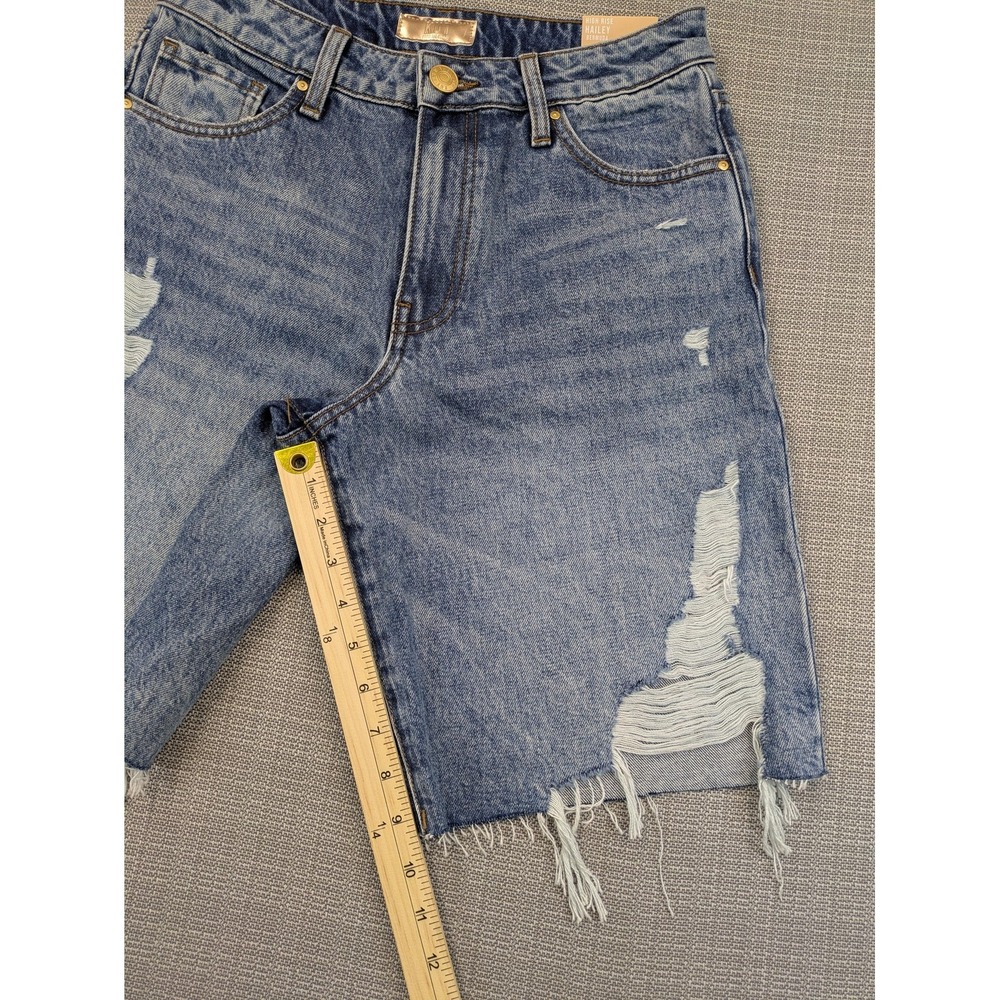 KUT From The Kloth Shorts Women 0 High Rise Hailey Blue Distressed Bermuda Denim - Picture 2 of 10